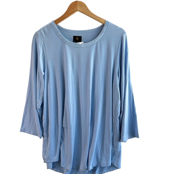 JM Collection Tunic Top Blue 3/4 Sleeve Lightweight‎  Casual Comfy  1X - Picture 1 of 13